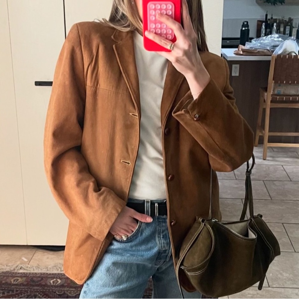 Vintage suede leather blazer sz 40